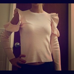 Club Monaco Cold Shoulder Baby Pink Top